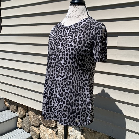 MICHAEL MICHAEL KORS Gunmetal Leopard Print T-Shirt - Picture 3 of 14